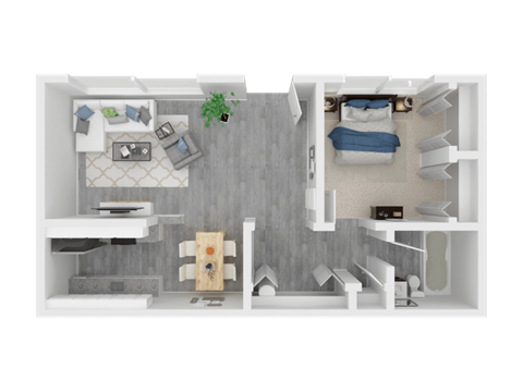 One Bedroom  Floor Plan  at Aspire Sacramento Apartments, Sacramento, California